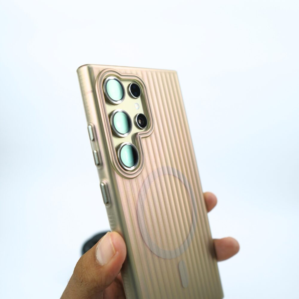 FrostEdge Slim MagSafe Case for Samsung S24 Ultra | Frosted Ribbed Transparent Back Cover | Black & Grey Accent Options | Lightweight Protective Case - Image 5